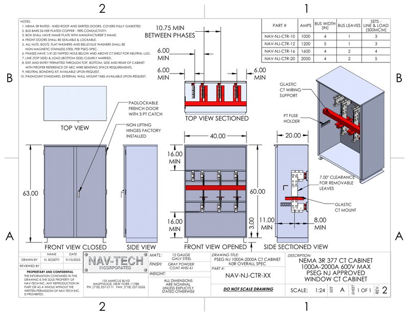 N3R PSEG NJ 1000A-2000A CT Cabinet drawing